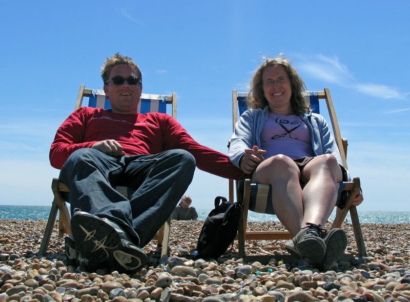 Sunday on the beach, in deckchairs on the shingle