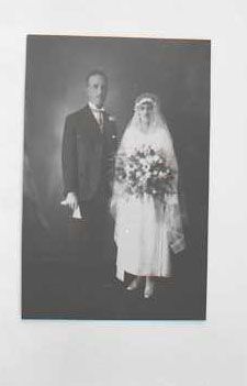 Walter and Gertrude on their wedding day, Waipawa, around New Year 1925